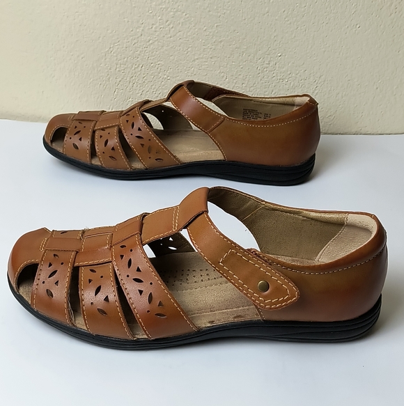 Earth Spirit Brown Flats Fisherman Women's Size 11 Preppy Casual Hoop & Loop - Picture 3 of 9